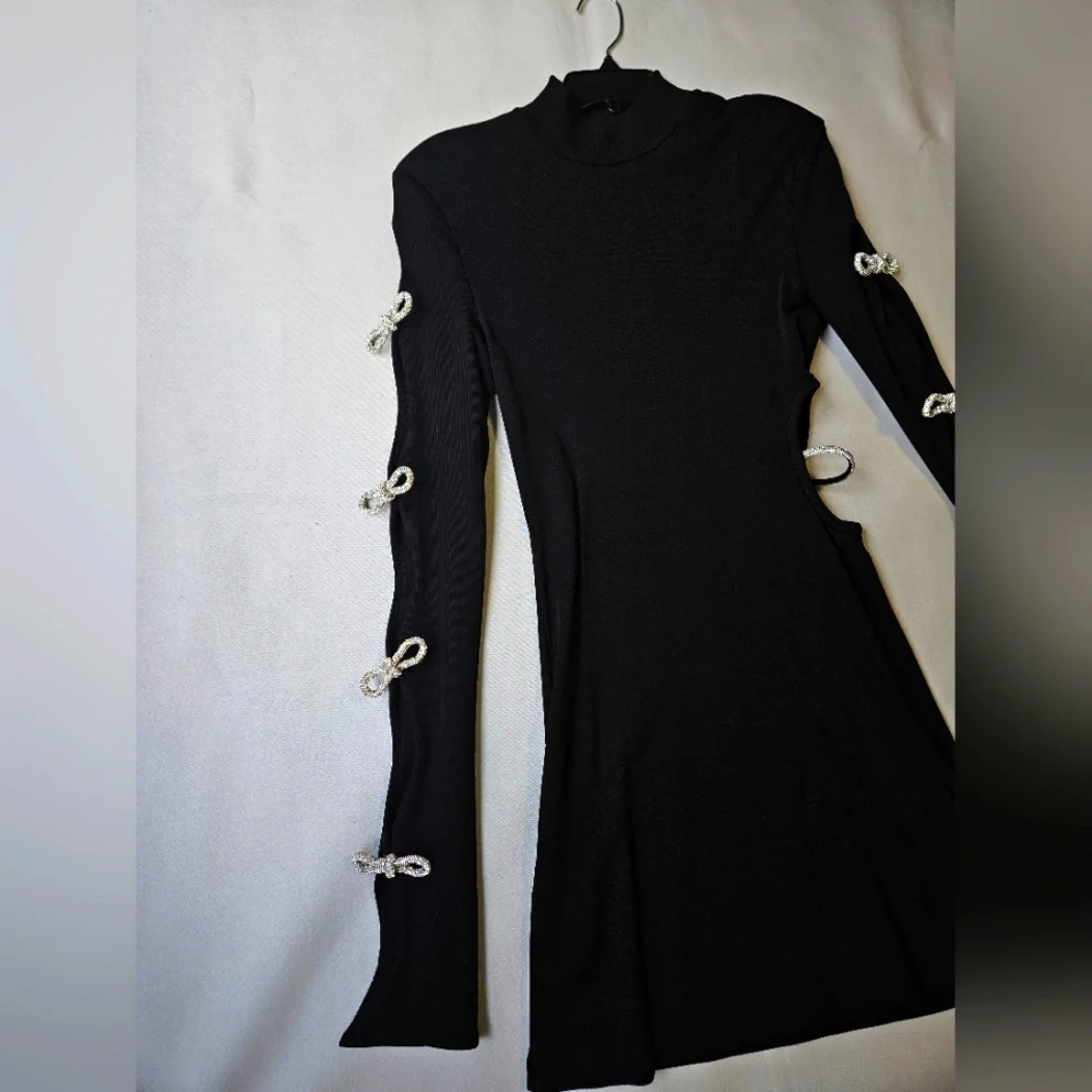 NEW $985 Mach & Mach Crystal-Embellished Cut-Out Minidress - Picture 7 of 16